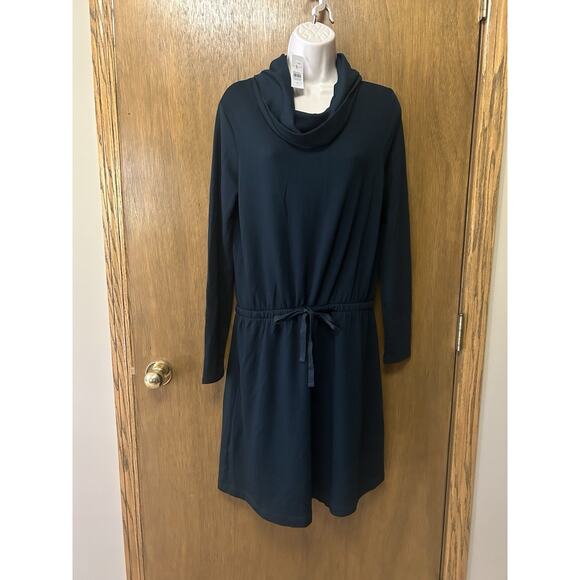 New Lou & Grey x LOFT size M Dress Sweatshirt Cowl Neck Cozy DARK GREEN NWT G25 - Picture 2 of 10